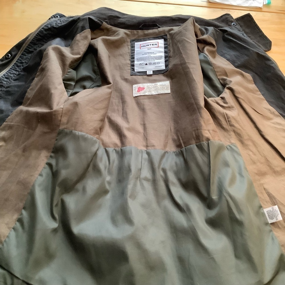 HUNTER Waxed Cotton Utility Rain Jacket Olive Green Coat Water Resistant XS - Picture 10 of 15